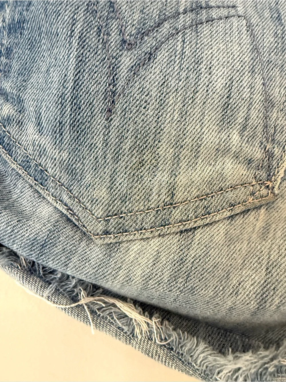 MOTHER SNS Frayed Denim Shorts Light Wash Rolled Cuff Low Rise Size 25